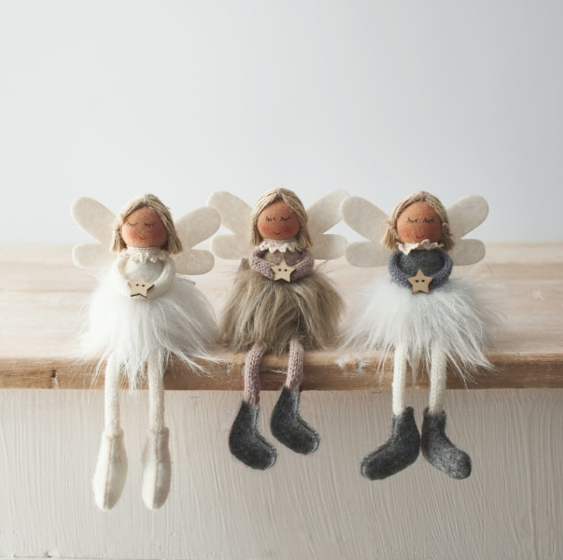 Fabric Angel Decorations - all three colours together