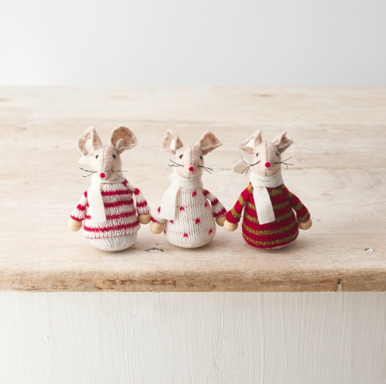 Felt Christmas Mice in Knitted Jumpers - all three designs