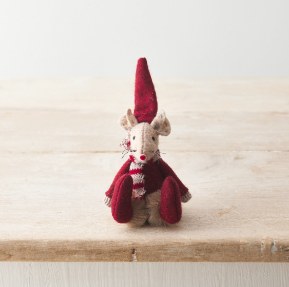 Felt Christmas Mouse Decoration - Red