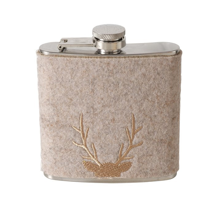 Stag Embroidered Hip Flask