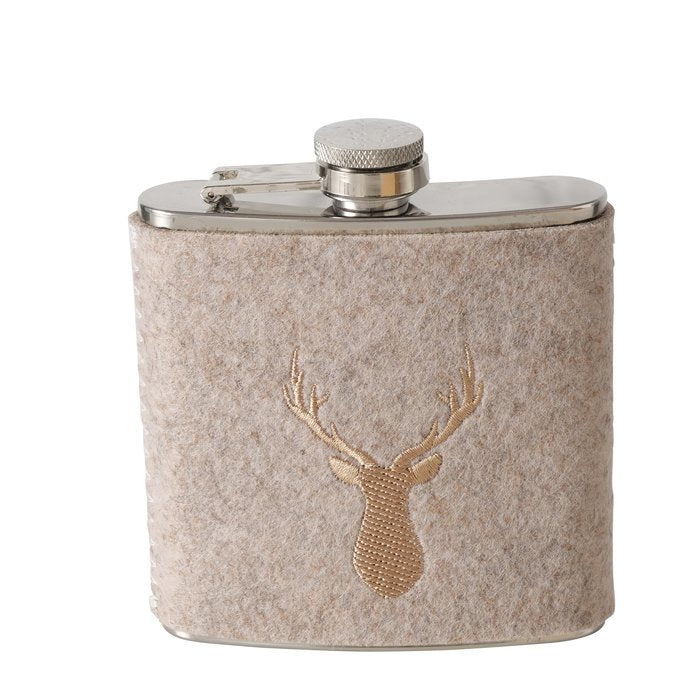 Stag Embroidered Hip Flask
