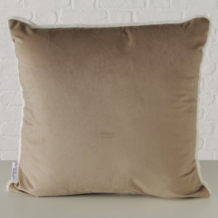 Plain brown reverse of the square Fenro cushion