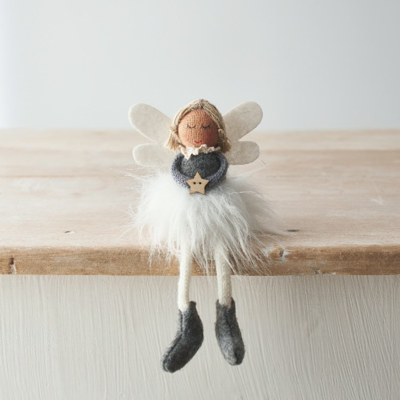 Fabric Angel Decoration - Grey