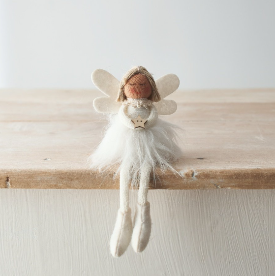 Fabric Angel Decoration - White